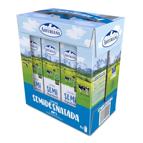 Central Lechera Asturiana Leche Semidesnatada, Pack 6 x 1L