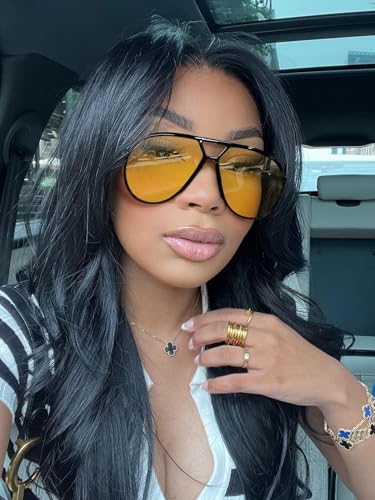 Image of GUVIVI Retro Aviator Sunglasses for Women Men Oversized Classic 70s Vintage Trendy Tangle Free Square Aviators Sun Glasses