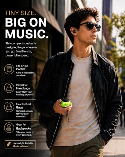 Image of Mini Bluetooth Speaker 3W Portable Wireless Speaker with Deep Bass, Bluetooth 5.2, Built-in Mic, Pocket Size Sound Box, 2 Hours Playtime, Ultra Compact (Lime Green)