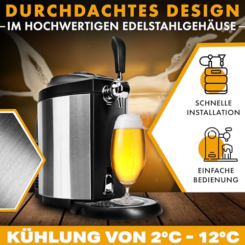Foto von Clatronic Bierzapfanlage | handelsübliche Bierfässer | 5 Liter Bierzapfanlage | mit Kühlung von 2°C-12°C | Zapfanlage mit LED-Display | inkl. 3x CO2-Patronen | komfortable Temperaturreglung | BZ 3740