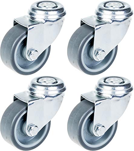 50mm 2" castor grey rubber tyre, swivel, 160kg capacity, set of 4