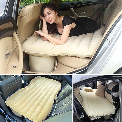 Oshotto Multifunctional Car Travel Bed Mattress with Two Air Pillows, Car Air Pump Compatible with Maruti Suzuki Ertiga 2012-2018 (Beige)