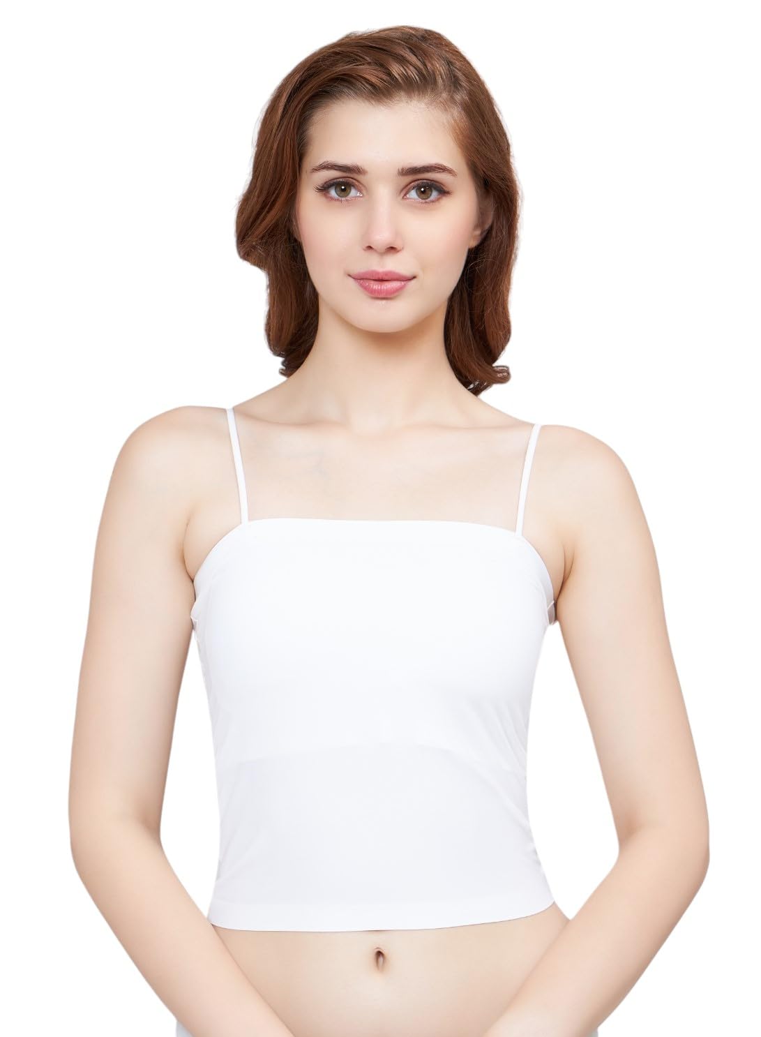 Women's Lightly Padded Seamless Built In Bra Short Slip Fitted Camisole