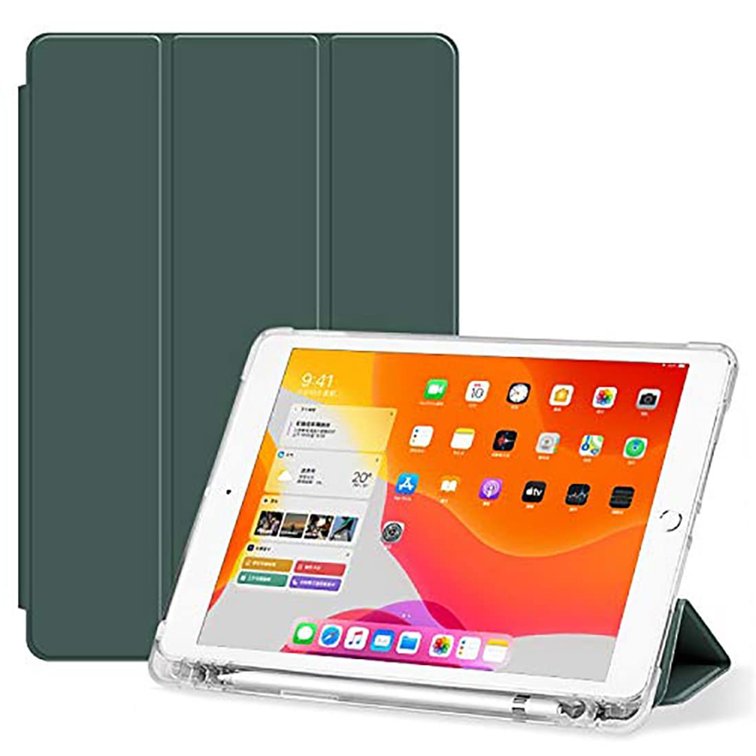 Caseelo [Translucent Soft Air-Cushioned Back] Smart Flip Cover Case for iPad 10.2 Inch 7th / 8th / 9th Generation 2019 2020 2021 [ iPad 9 iPad 8 iPad 7 ] Trifold [Pencil Holder Case] - Darck Green (B09HP6M3JT) Amazon Price History, Amazon Price Tracker