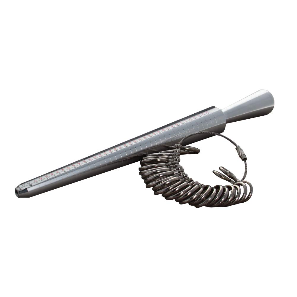 Utoolmart 1 Set Ring Sizer Mandrel Kit Finger Measuring Stick Ruler Gauge 4 Sizes Aluminum Zinc Alloy Measurement Tool with UK(+A-Z) Ring Sizer