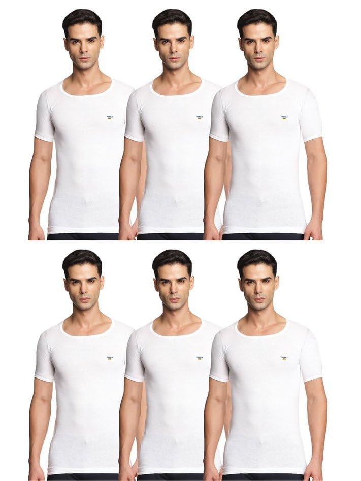 Men's Vest - 100% Cotton, White, Comfortable, Breathable, Baniyan for Men(Pack of 6)