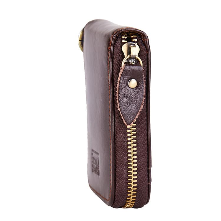 Image of Vintage Full Top Grain Leather Wallet RFID Blocking Multi Card Case with Zipper Pocket Card Holder for Men Women Gift Box