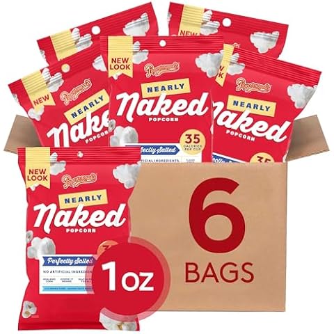 Popcornopolis Perfectly Salted Nearly Naked 6 ct, 1 oz Case, Salt Flavored Better-For-You Popcorn Cover