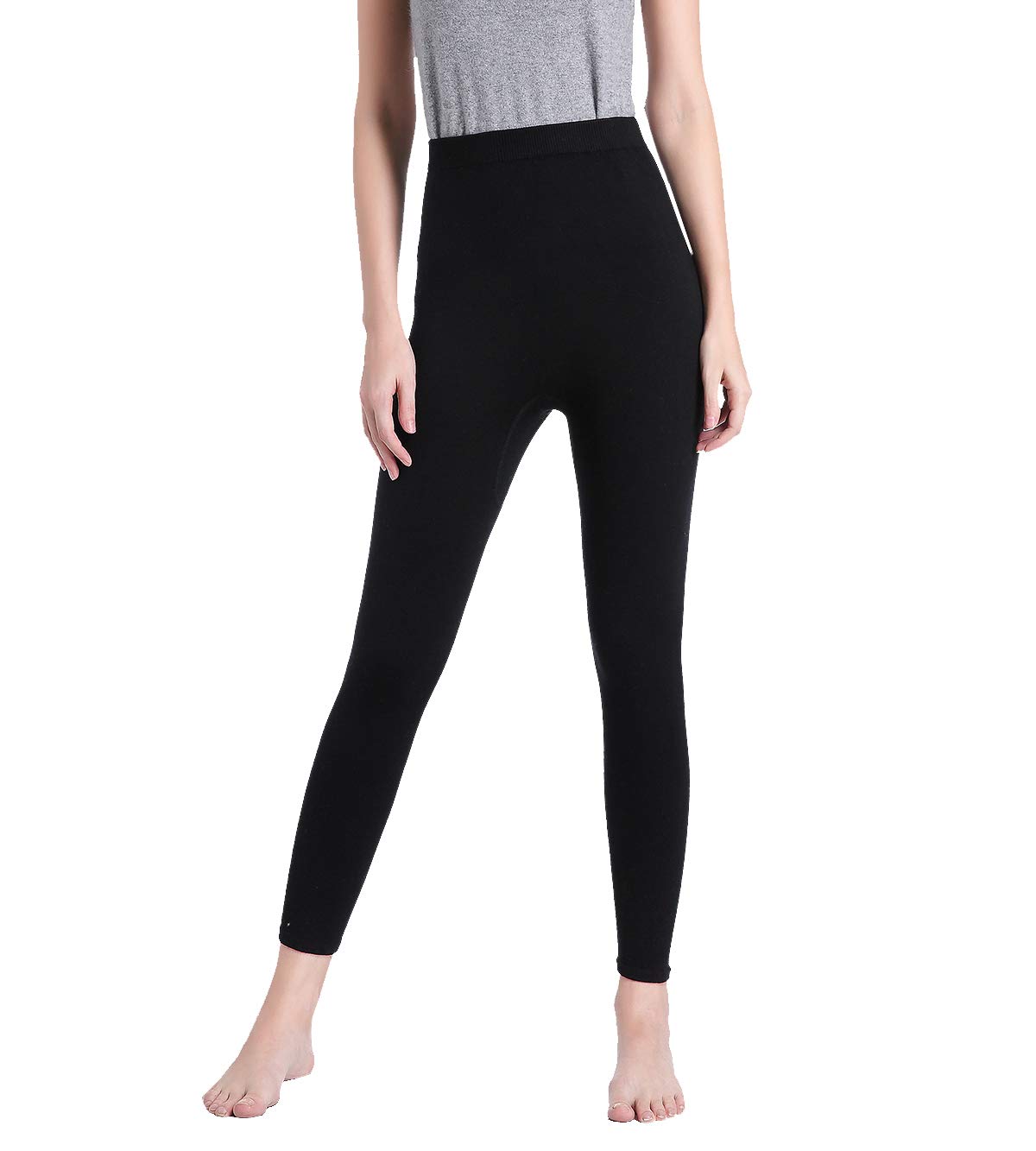 ZHILI Damskie miękkie legginsy damskie spodnie 4 kolory wełniane robaki długie legginsy, Black, L