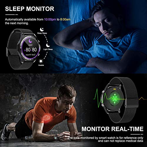 Smart Watch with Call,Health and Fitness Smartwatch with Heart Rate Blood Pressure SpO2 Monitor Sleep Tracker,App Message Reminder,Music Control,Waterproof Smart Watch for Android iOS Phone (Black)