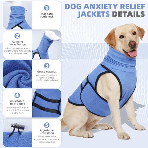 Hjyokuso Hundepullover Mit Beruhigender Kapuze und Ohrenschutz, Hundemantel Für Kleine Mittelgroße Grosse Hunde, Beruhigungsweste Für Hunde, Hundemantel Für ängstliche Hunde,Hunde-Angstjacke