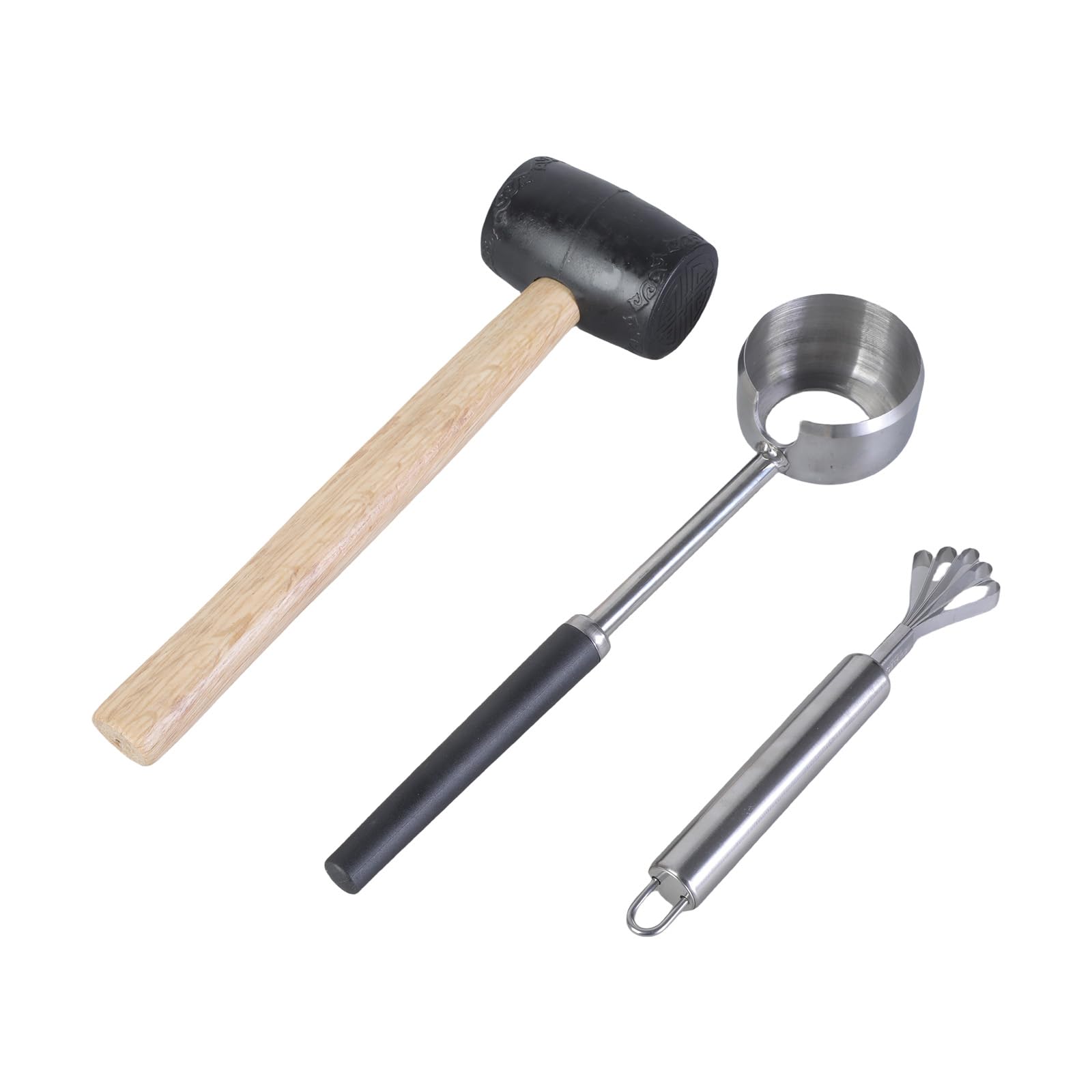 Elnwnnkc Multicolor Stainless Steels Coconuts Opener Meat Planer With Rubber Hammer Coconuts For Water Enthusiasts Meat Tool