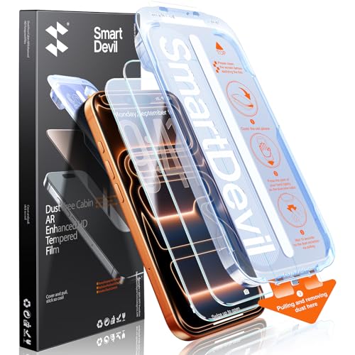 SMARTDEVIL 2 Pack for iPhone 17 Pro Max AR Screen Protector 9H Hardness Military Grade Glass,Anti-Reflective Crystal Clarity,Bubble Free and Auto Dust Box
