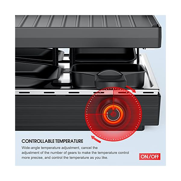 Raclette Grill mit Antihaftbeschichtung und 4 Mini Raclette Grill Pfännchen – Bild 5