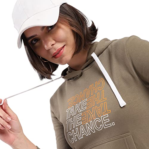 Image of PINACOLADA Women's Cotton Solid Printed Sweatshirt with Hoodie, Regular Fit for Casual Wear Full Sleeve Sweatshirt Crafted with Comfort Fit and High-Performance for Everyday Wear