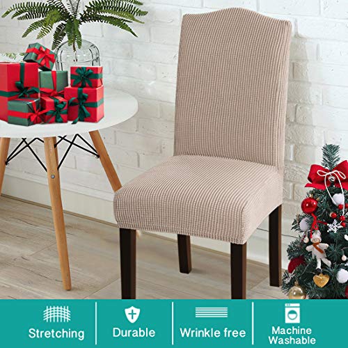 Turquoize TQBLG-2DINING-KHAKI Chair Covers For Dining Room Chair Covers Set Of 2 Spandex Removable Kitchen Chair Covers Parson Chair Slipcover Chair Seat Covers thumb #1