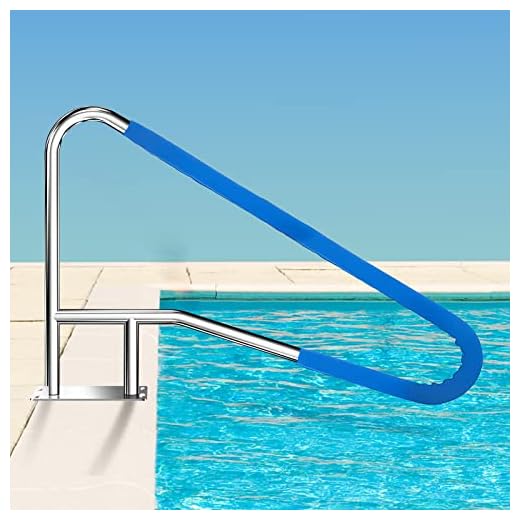 52x32 Inground Pool Rail, Rustproof #304SS Swimming Pool Stair handrail with no-Slip Cover, mounting Base & Accessories.