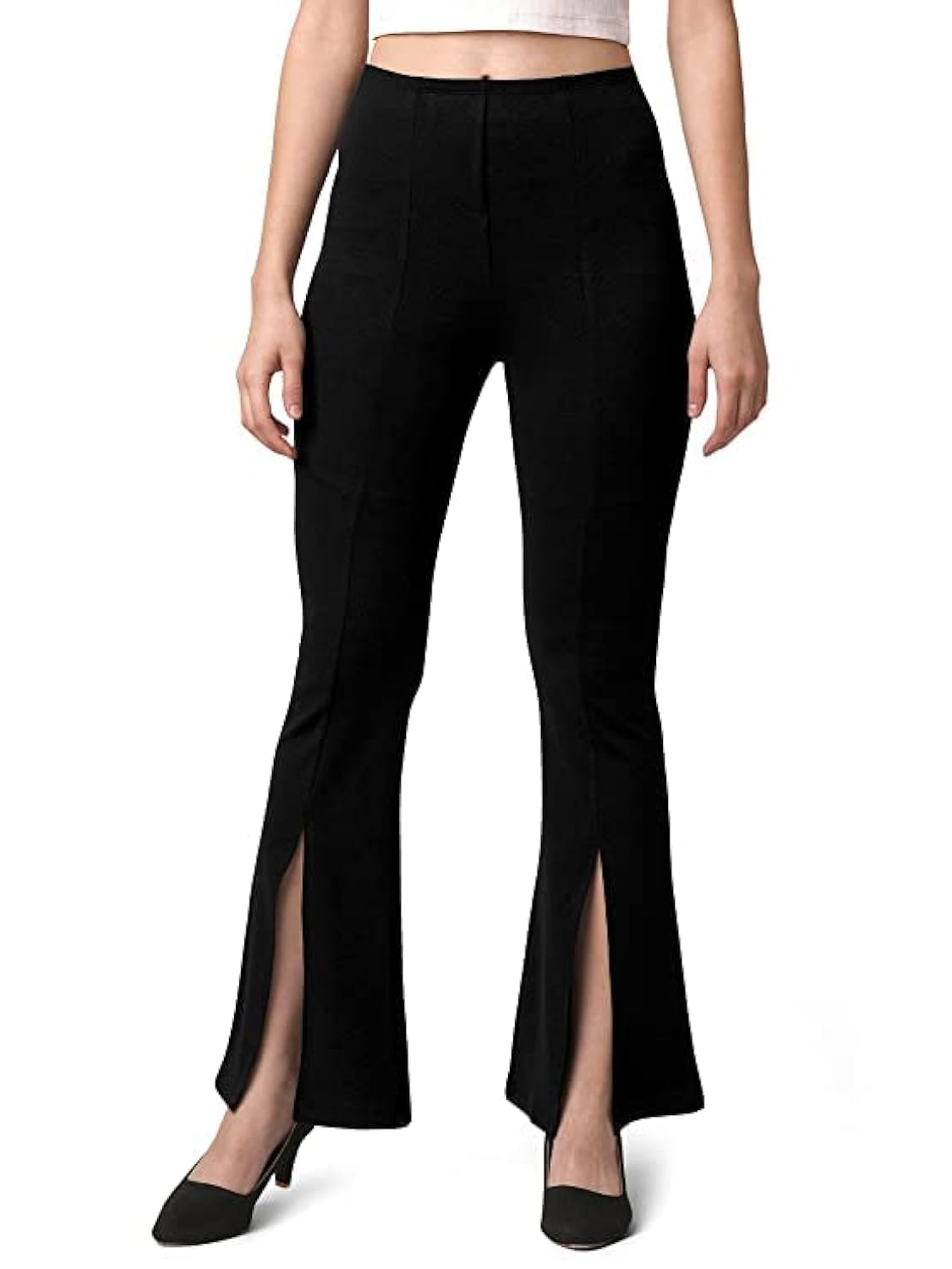 Mehrang Cotton Blend Parallel Trouser Pants Regular fit, Bell Bottom Pants for Women