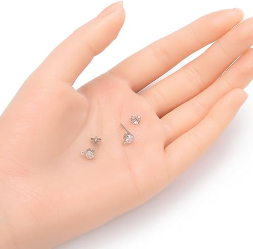 Miniatura 8 de Adabele - 2 pares de aretes de plata de ley auténtica de 0.118 pulgadas (0.118 in) con circonitas cúbicas pequeñas, anillo cerrado, circonita