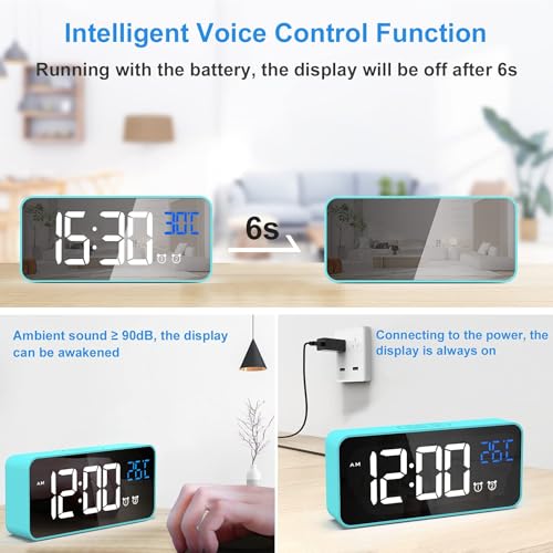 Reloj despertador digital de sobremesa con pantalla de brillo ajustable y USB 6