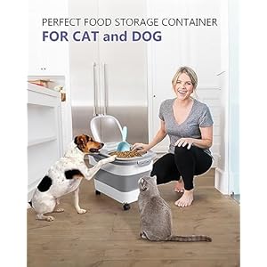 Collapsible Dog Food Container with Casters Scoop and Small Pet Food Container Keeps Up to 20lbs Dry Dog Food Fresh grey Cucciolini Doodles Collapsible dog food container with casters scoop and small pet food container keeps up to 20lbs dry dog food fresh grey cucciolini doodles