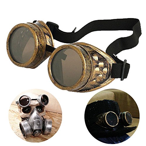 Tambee Vintage Steampunk Goggles Glasses New Sell Gothic-Copper Halloween Face Mask #TOP9