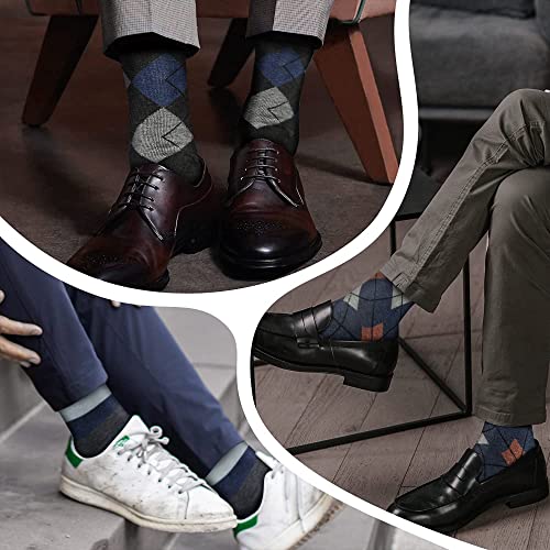 Fandecie Men's Dress Socks Funky Colorful Crew Socks Casual Cotton Patterned Socks 6 Pair Pack For Shoe Size 9-13 #TOP6