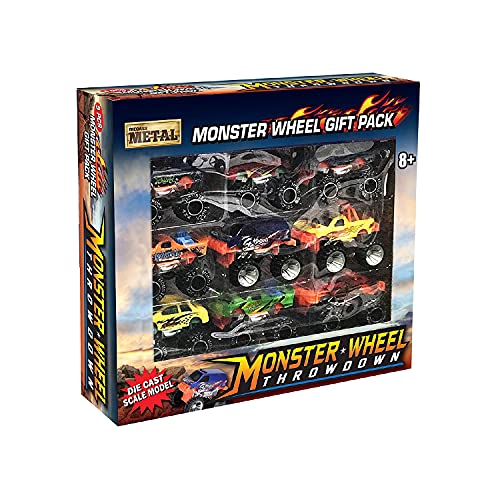 Golden Wheel Monster Wheel Gift Pack â€“ Set of 9 Monster Trucks for Boys Girls Die Cast Monster Truck 1:64 Scale with Large Oversize Wheels Great Gift for 2021 New Year Boys Girls Kids Birthday Party