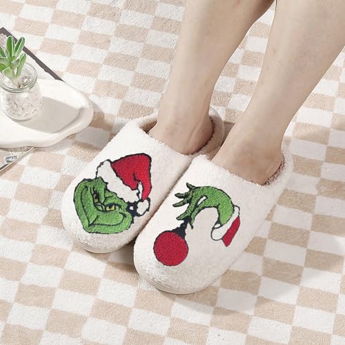 Women Men Cute Cartoon Christmas Slippers Winter Plush Funny Slippers Comfy Warm Furry House Shoes4