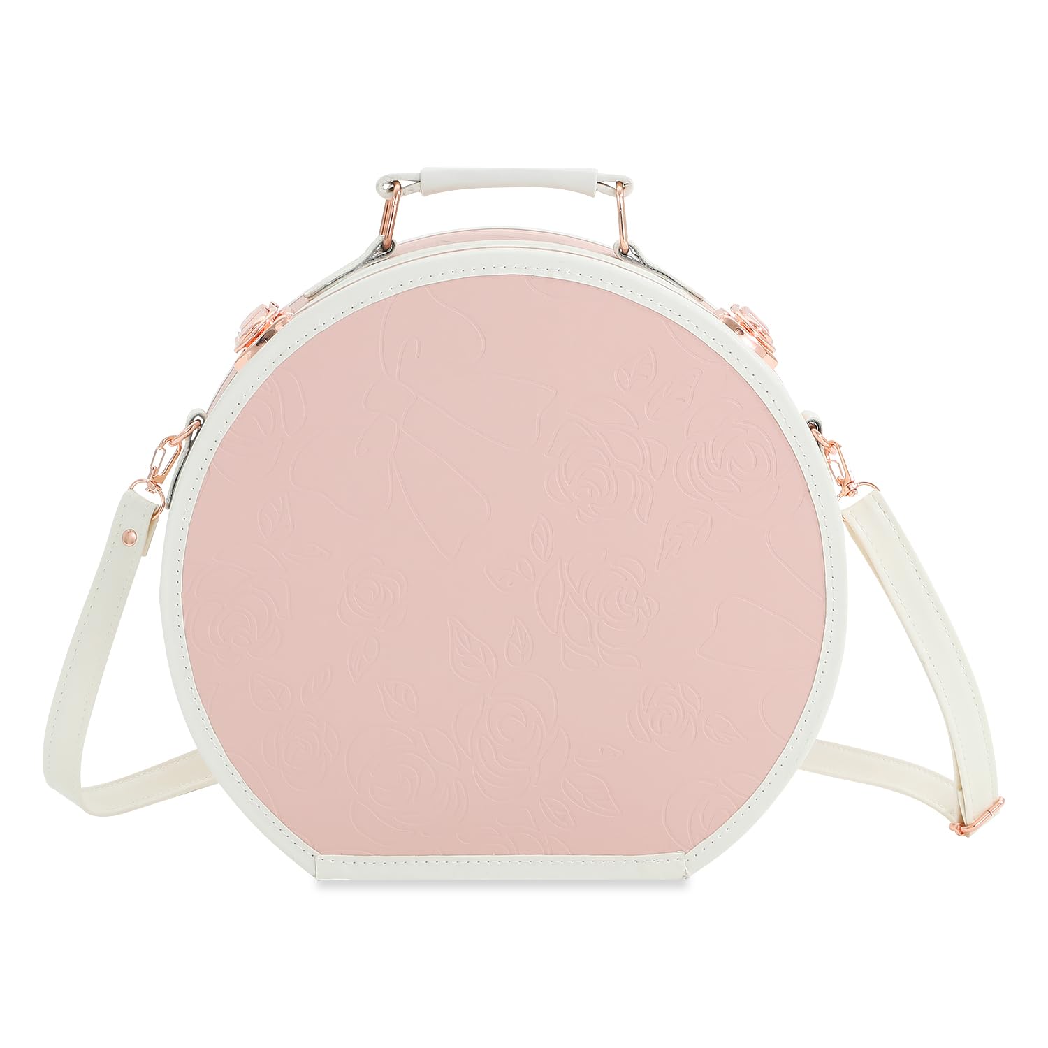 7998Handmade Round Hat Box, Vintage Carry on Suitcase, Faux Leather  Cosmetic Train Bag Decorative Case