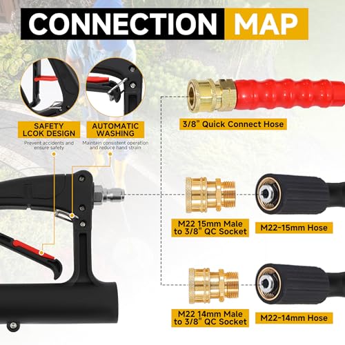 Image of Tool Daily 16.5 inch Pressure Washer Surface Cleaner with Dual Handle, Surface Cleaner for Pressure Washer Attachment with 4 Wheels for Driveway, Sidewalk, Patio, Deck Cleaning