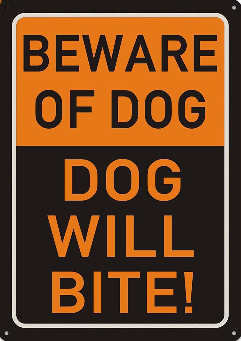 Beware of Dog Rust-Free Aluminum Warning Sign - Weather Resistant, Waterproof, Easy to Mount for Residential Gate, Farm, Factory Entrance, Indoor/Outdoor 8x12 inch​