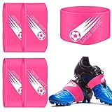 Patelai 4 Pcs Soccer Cleat Lace Cover Football Shoe Band Soccer Shoe Cover Football Cleat Bands Youth Adult for Season (Youth,Pink)