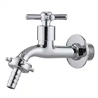 Torneira Curta Parede 1/2" Jardim, Tanque, Lavanderia e Área Externa SOFTINOX — Metal e ABS, 1/4 de Volta, Bico Removível 3/4 (C-31)