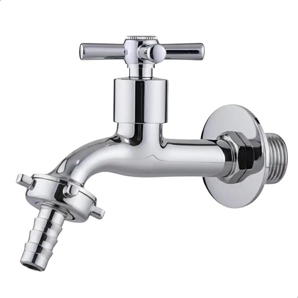 Torneira Curta Parede 1/2" Jardim, Tanque, Lavanderia e Área Externa SOFTINOX — Metal e ABS, 1/4 de Volta, Bico Removível 3/4 (C-31)