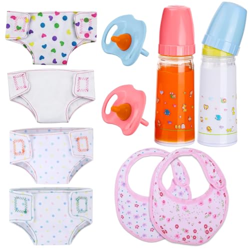 10 Piezas Biberon Magico Juguete Pañales para Muñecas Chupete Muñeca Baberos Accesorios Muñecas Bebe Regalos Niños para Cumpleaños, Navidad, Año Nuevo