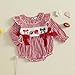 FYBITBO Baby Girl Football Outfit Smocked Game Day Bubble Romper My First Football Season Onesie Fall Baby Girl Clothes (Red Rugby Bow Embroidery, 6-12 Months)