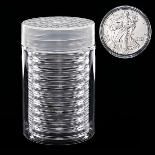 10 Coin Capsule Holders Direct Fit US Silver American Eagle Dollar 41mm with Storage Tube