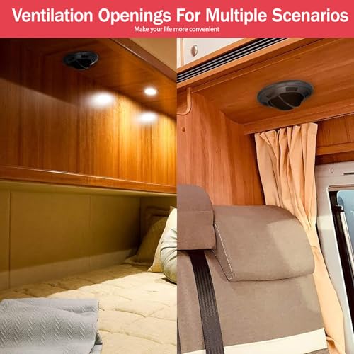 Image of 75mm RV Vent Covers, Dashboard Air Conditioning Deflector, Side Roof Air Black Vent Outlet, Mount Round Louvered Dash Vent Exhaust Grille Universal Dashboard Air Vent for Bus RV