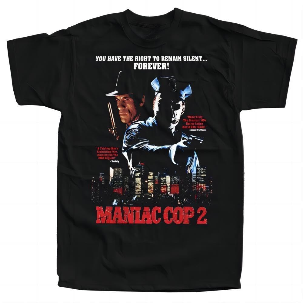 HUIYIPU Maniac Cop V3 William Lustig Horror Movie 1988 T-Shirt (Black)