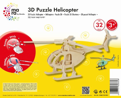 Preisvergleich Produktbild Mara by Marabu 046000003 - Helicopter, 3D Puzzle, 32-Teile
