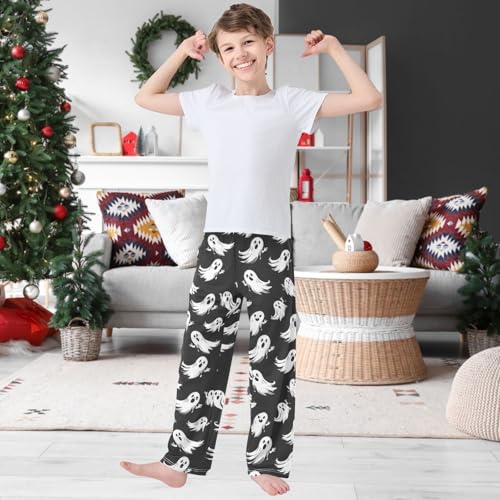 Boy's Pants Black Halloween Ghost Jogger Pants Elastic Waist Long Bottoms Trousers with Pockets 6-14 Years2
