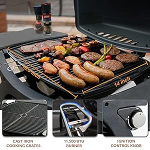 MASTER COOK Propane Gas Grill Portable Tabletop Barbecue Grill with Cart for Patio Camping Travel