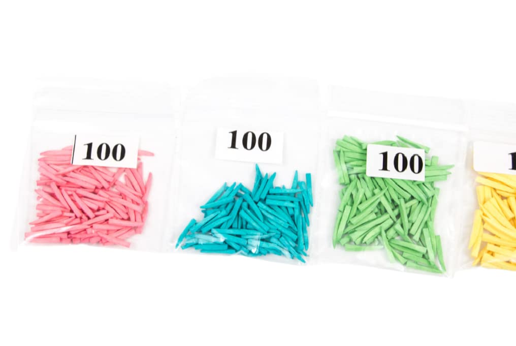 Disposable Contoured Wood Wedges - Set of 5 Sizes - XS, S, M, L, XL - Color Coded - Pack of 100-500 Wedges