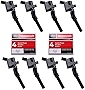 MAS Ignition Coils DG508 and Motorcraft OEM Spark Plugs SP413 Compatible with Ford F-150 Mustang V8 4.6L pack of 8