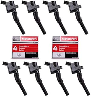 MAS Ignition Coils DG508 and Motorcraft OEM Spark Plugs SP413 Compatible with Ford F-150 Mustang V8 4.6L pack of 8