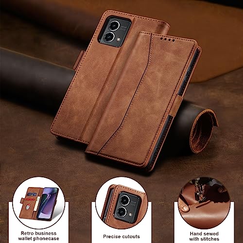 Image of Jasonyu Flip Wallet Case for Moto G Stylus 5G (2023),Leather Magnetic Folio Cover with Card Holder,Kickstand - TPU Shockproof Durable Protective Phone Case,Brown