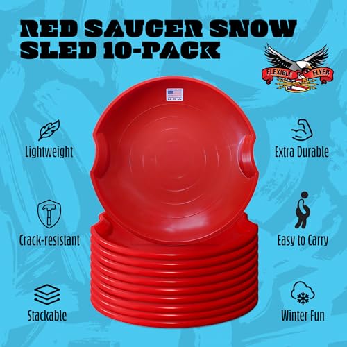 Image of Flexible Flyer 26 inch Flying Saucer Sled Multipack - Plastic Snow Sleds with Hand Grips, Heavy Duty Snow Discs for Kids, Adults, Schools, Camps & Daycares