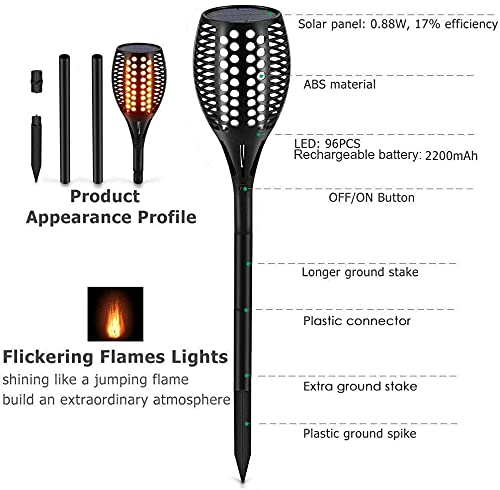 image for Aityvert Solar Torch Lights, Waterproof Flickering Flame Solar Torches