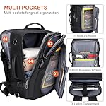 PIJUSHI Travel Backpack for Women Men Flight Approved Carry on Bag 16 inch Laptop Personal Item Daypack with Shoe Compartment(PE038 Black) - Image 2